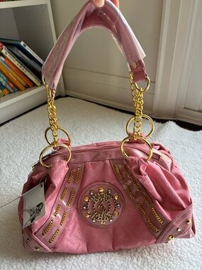 NWT Baby Phat *RARE* Vintage Y2K Pink Logo Gold Chain Satchel
